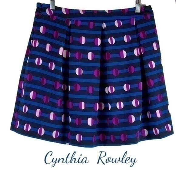 Cynthia Rowley Bold Print Pleated‎ Full Date Night Skirt NWOT Size 10 - Picture 1 of 10